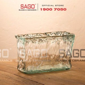 Lọ hoa thủy tinh tái chế VSM Florero Pandora Rect 20cm