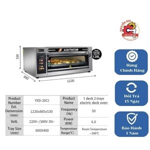 Lò nướng 1 tầng 2 khay Southstar bảng điện tử