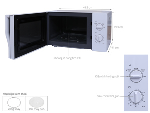 Lò vi sóng Electrolux EMM2322MW - Cơ, 800W, 23 Lít