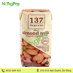 Lốc 3 hộp sữa hạnh nhân không đường 137 Degrees 180ml