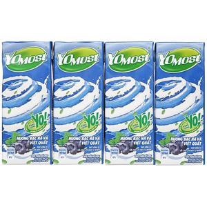 Lốc 4 hộp sữa chua uống hương bạc hà và việt quất YoMost 170ml