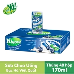 Lốc 4 hộp sữa chua uống hương bạc hà và việt quất YoMost 170ml