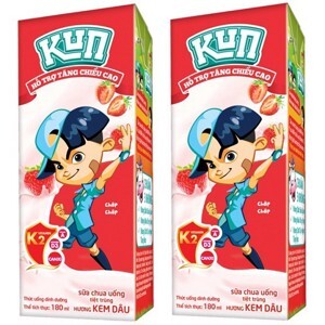 Lốc 4 hộp sữa chua uống LiF Kun kem dâu 180ml