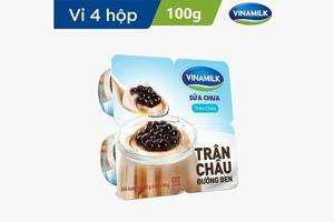 Lốc 4 hộp sữa chua Vinamilk trân châu đường đen Love Yogurt 100g