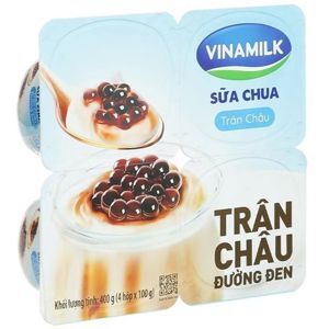 Lốc 4 hộp sữa chua Vinamilk trân châu đường đen Love Yogurt 100g