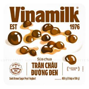 Lốc 4 hộp sữa chua Vinamilk trân châu đường đen Love Yogurt 100g