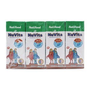 Lốc 4 hộp sữa tiệt trùng socola Nuvita 180ml