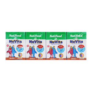 Lốc 4 hộp sữa tiệt trùng socola Nuvita 110ml