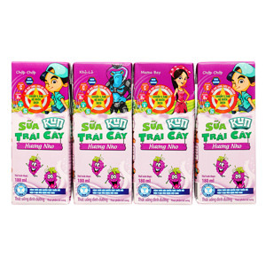 Lốc 4 hộp sữa trái cây LiF Kun hương nho 180ml