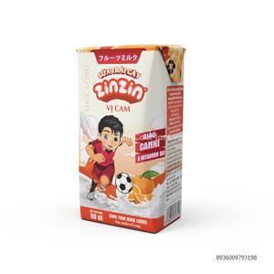 Lốc 4 hộp sữa trái cây vị cam ZinZin 110ml