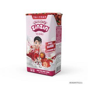 Lốc 4 hộp sữa trái cây vị dâu ZinZin 110ml