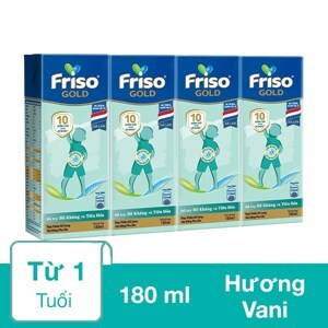 Lốc 4 hộp sữa uống dinh dưỡng Friso Gold vani hộp 180ml