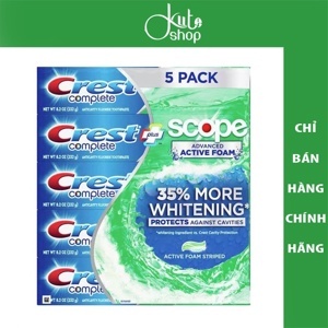 Lốc 5 hộp kem đánh răng Crest Complete Extra Whitening Scope 232g x5