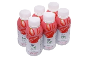 Lốc 6 chai nước uống sữa trái cây TH True Juice Milk dâu 300ml