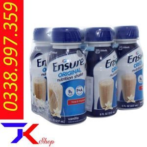 Lốc 6 chai sữa bột pha sẵn Ensure Original vani 237ml