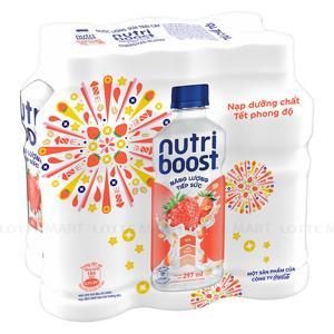 Lốc 6 chai sữa trái cây Nutriboost hương dâu 297ml