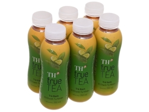 Lốc 6 chai trà xanh vị chanh tự nhiên TH True Tea 350ml