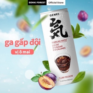 Lốc 6 lon nước uống có ga Genki vị ô mai 330ml