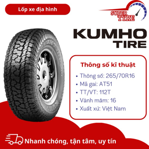 Lốp ô tô Kumho 265/70R16 AT51