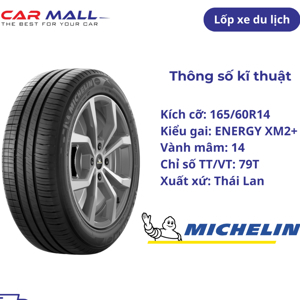 Lốp vỏ xe ô tô Michelin 165/60R14 Energy XM2+