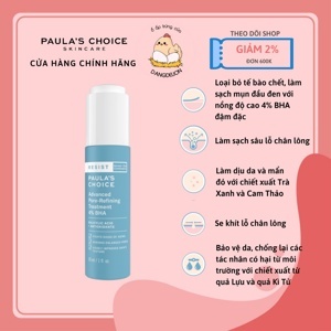 Lotion tái tạo và phục hồi da mụn Paula’s Choice Resist Advanced Pore - Refining Treatment 4% BHA - 30ml