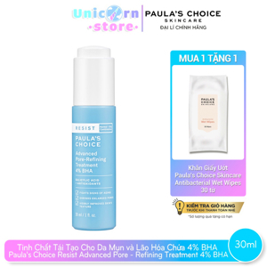 Lotion tái tạo và phục hồi da mụn Paula’s Choice Resist Advanced Pore - Refining Treatment 4% BHA - 30ml