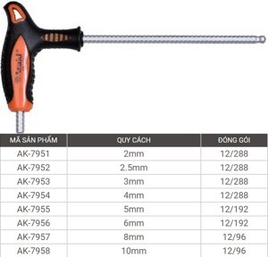 Lục giác đầu bi Asaki AK-7957 - 8mm