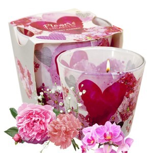 Ly nến thơm tinh dầu Bartek Flowers' Hearts 115g QT00669 - hoa păng xê