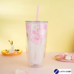 Ly nhựa hai lớp Lock&Lock Double Wall Cold Cup Cherry Blossom 750ml