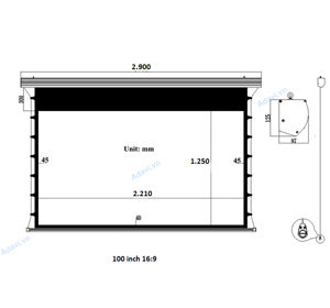 Màn chiếu phim 3D Tab Tension 100 inch