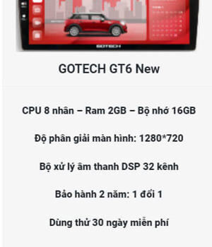 Màn hình ô tô thông minh Gotech GT6 New