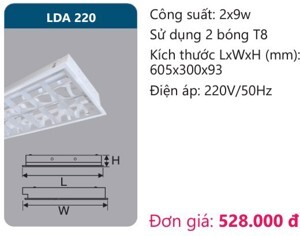 Máng đèn phản quang âm trần Duhal LDA220 (LDA 220)