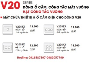 Mặt 2 lỗ và viền đơn trắng- Series V20 LiOA V20S2X