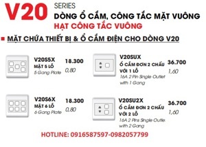 Mặt 5 lỗ và viền đơn trắng- Series V20 LiOA V20S5X