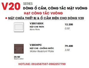 Mặt che trơn và viền đơn trắng  LiOA V20S1830X