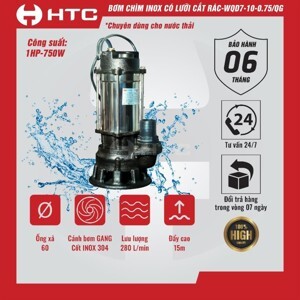 Máy bơm chìm nước thải cánh cắt rác HTC WQD7-10-0.75/QG