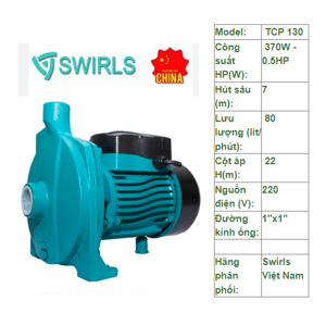 Máy bơm đĩa ly tâm Swirls TCP130 370W (0,5 HP)