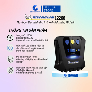 Máy bơm ô tô, bơm khí nén siêu tốc Michelin 12314