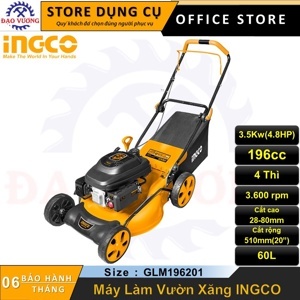 Máy cắt cỏ đẩy dùng xăng Ingco GLM196201