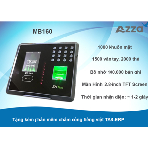 Máy chấm công nhận diện khuôn mặt ZKTeco MB160