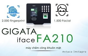 Máy chấm công nhận diện khuôn mặt Gigata FA-210