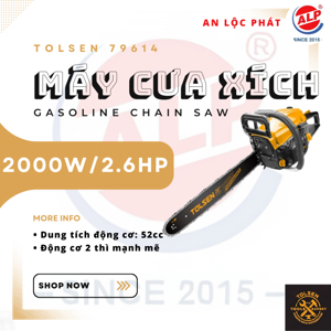 Máy cưa xích chạy xăng 2.9hp Tolsen 79614