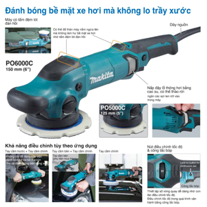 Máy đánh bóng quỹ đạo Makita PO5000C