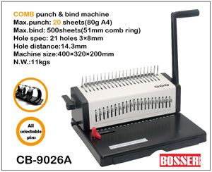 Máy đóng sách gáy xoắn nhựa Bosser CB-9026A