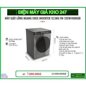 Máy giặt Coex Inverter 12.5kg FW-12CW1408IGB