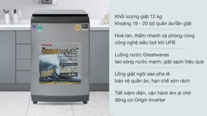 Máy giặt Toshiba lồng đứng Inverter 12 kg AW-DUK1300KV(SG)