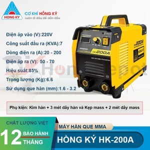 Máy hàn điện tử Inverter Hồng Ký HK200A (HK-200A) - 220V