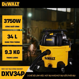 Máy hút bụi 3 chức năng ướt/khô/thổi Dewalt DXV34P - 34L