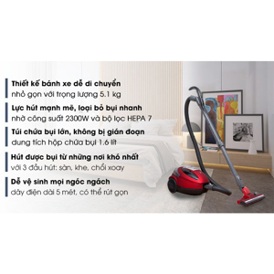 Máy hút bụi Hitachi CVSU23 (CV-SU23/ CV-SU23V) - 1.6 lít, 2300W