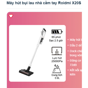 Máy hút bụi không dây cầm tay kiêm lau nhà Roidmi X20S